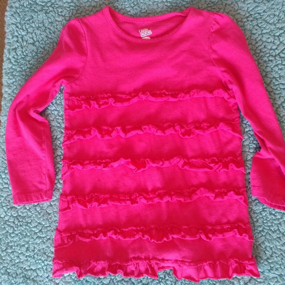 Pink ruffled long sleeve Tunic size small 5/6